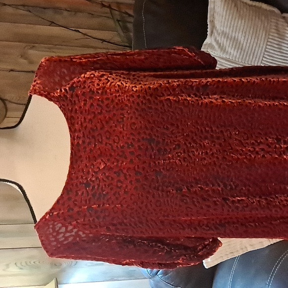 Johnny Was Jade Doris Red Blue Velvet Burnout Dress Scoop Neck Boho Size L - Picture 5 of 8